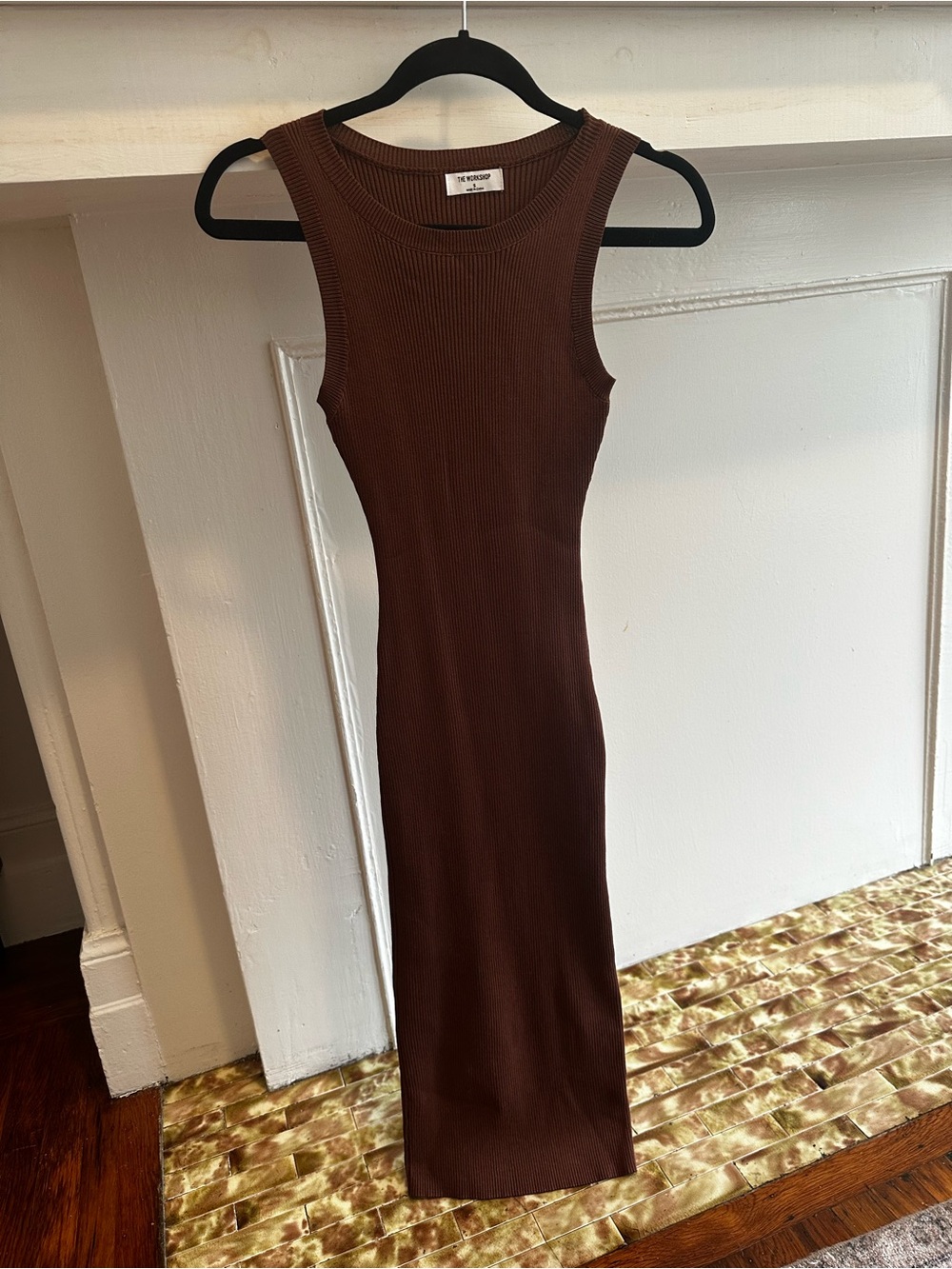 The Workshop Brown Ribbed Knit Midi Dress Sleeveless Size Small